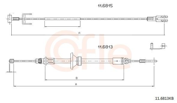 COFLE 11.6813KB: Cablu, frana de parcare fata, 1245+498/260mm, 1245+498/260mm