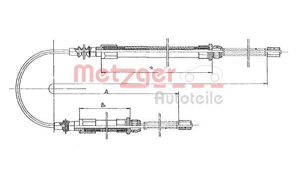 METZGER 1171.1: Cablu, frana de parcare spate, 697/697mm, 2565mm, COFLE