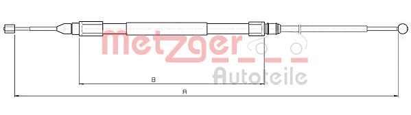 METZGER 10.4138: Cablu, frana de parcare spate stanga, spate dreapta, dreapta, 1434/755mm, 1434/755mm, COFLE