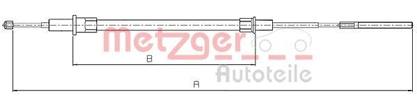 METZGER 10.4153: Cablu, frana de parcare spate dreapta, 1875/1122mm, 1875/1122mm, COFLE