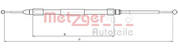 METZGER 10.4268: Cablu, frana de parcare spate stanga, 1613/1230mm, 1613/1230mm, COFLE
