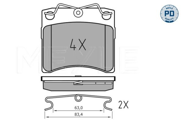 MEYLE 025 206 5217/PD: Plăcuțe de frână punte fata, cu tabla anti scartait, MEYLE-PD Quality