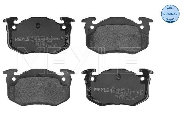 MEYLE 025 209 7311: Piduriklotsid Tagasild, koos kokkusurumisvastase plekiga, ORIGINAL Quality