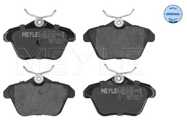 MEYLE 025 216 0616: Plăcuțe de frână puntea spate, cu tabla anti scartait, ORIGINAL Quality