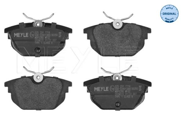 MEYLE 025 231 7714: Piduriklotsid Tagasild, koos kokkusurumisvastase plekiga, ORIGINAL Quality