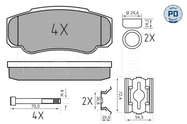 MEYLE 025 239 2120/PD: Plăcuțe de frână puntea spate, cu tabla anti scartait, MEYLE-PD Quality