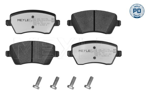 MEYLE 025 239 7317/PD: Piduriklotsid Esisild, koos kokkusurumisvastase plekiga, koos pidurisadula kruvidega, MEYLE-PD Quality