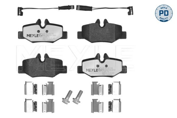 MEYLE 025 240 0817/PD: Plăcuțe de frână puntea spate, cu acceasorii, cu suruburi etrier, cu tabla anti scartait, MEYLE-PD Quality