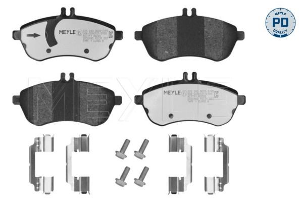 MEYLE 025 243 0620-2/PD: Piduriklotsid Esisild, koos lisadega, koos pidurisadula kruvidega, koos kokkusurumisvastase plekiga, MEYLE-PD Quality