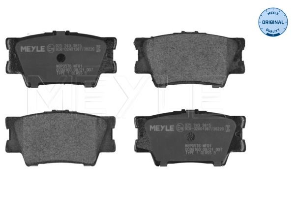 MEYLE 025 243 3815: Piduriklotsid Tagasild, koos kokkusurumisvastase plekiga, ORIGINAL Quality