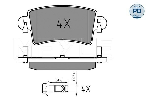 MEYLE 025 245 8114: Plăcuțe de frână puntea spate, cu tabla anti scartait, ORIGINAL Quality