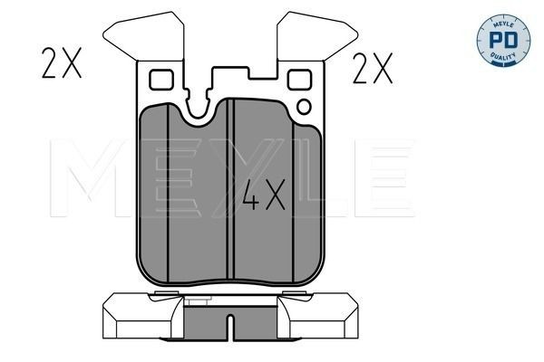 MEYLE 025 250 2916/PD: Piduriklotsid Tagasild, koos kokkusurumisvastase plekiga, MEYLE-PD Quality
