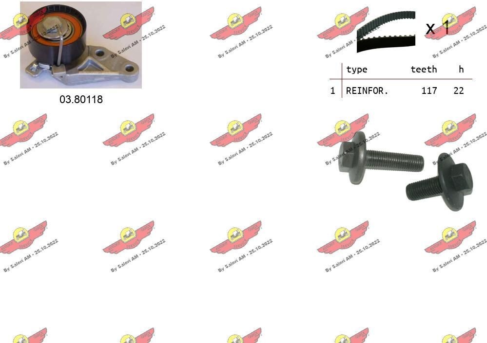 AUTOKIT 04.5044: Set curea de distributie dinti: 117, cu curea
