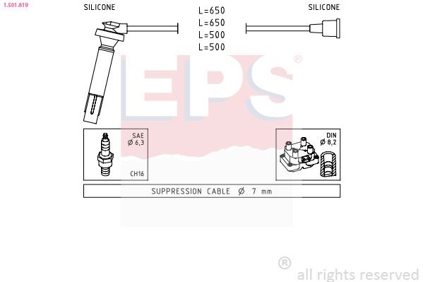 EPS 1.501.819: Augstsprieguma vadu komplekts Made in Italy - OE Equivalent