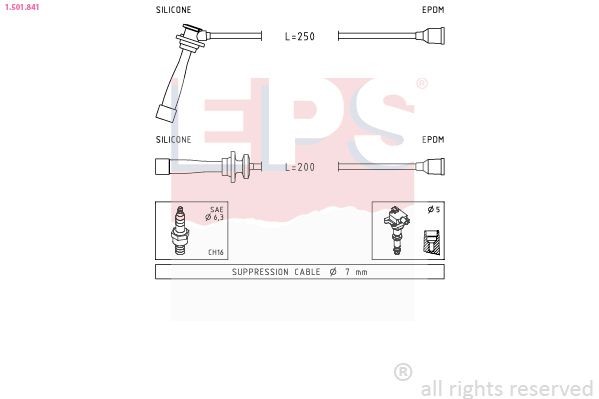 EPS 1.501.841: Augstsprieguma vadu komplekts Made in Italy - OE Equivalent