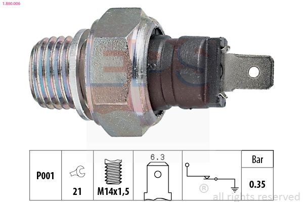 EPS 1.800.006: Õlisurvelülitus Made in Italy - OE Equivalent