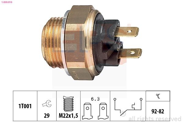 EPS 1.850.016: Termoslēdzis, Radiatora ventilators Made in Italy - OE Equivalent