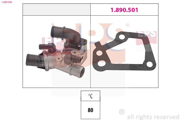 EPS 1.880.096: Termostat, lichid racire 80°C, cu racord cu filet pentru senzorul de temperatură, Made in Italy - OE Equivalent