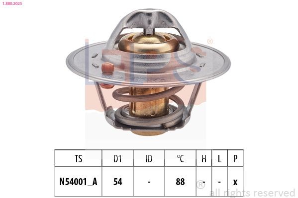 EPS 1.880.202S: Termostat, kylvätska 88°C, 54mm, utan tätning, Made in Italy - OE Equivalent