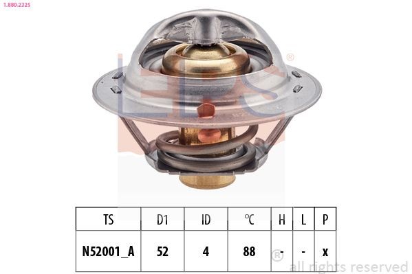 EPS 1.880.232S: Termostaat, Jahutusvedelik 88°C, 52mm, ilma tihendita, Made in Italy - OE Equivalent