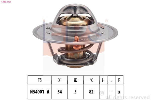 EPS 1.880.233S: Termostaat, Jahutusvedelik 82°C, 54mm, ilma tihendita, Made in Italy - OE Equivalent