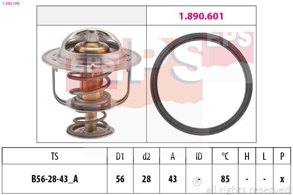 EPS 1.880.398: Termostaat, Jahutusvedelik 85°C, 56mm, 28mm, Made in Italy - OE Equivalent