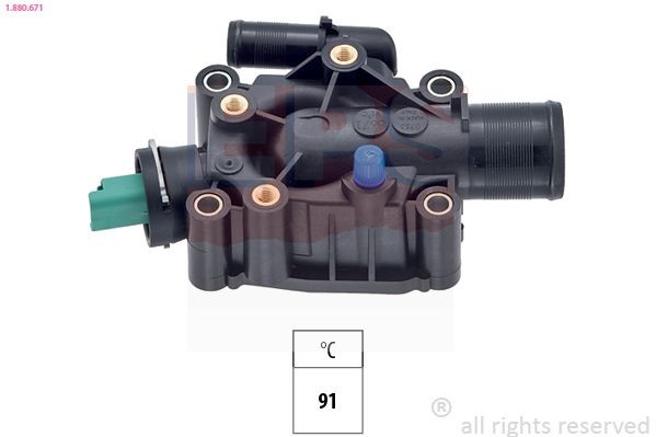EPS 1.880.671: Termostaat, Jahutusvedelik 91°C, koos tihendiga, Made in Italy - OE Equivalent