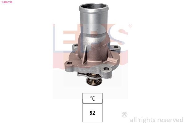 EPS 1.880.738: Termostats, Dzesēšanas šķidrums 92°C, ar blīvi, Made in Italy - OE Equivalent
