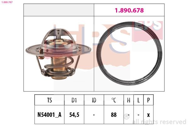 EPS 1.880.787: Termostaat, Jahutusvedelik 88°C, 54,5mm, Made in Italy - OE Equivalent