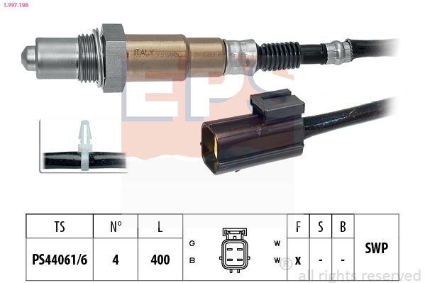 EPS 1.997.198: Lambda andur koos kinnitusmaterjaliga, Made in Italy - OE Equivalent