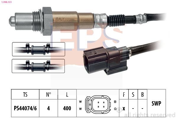 EPS 1.998.151: Lambda andur koos kinnitusmaterjaliga, Made in Italy - OE Equivalent