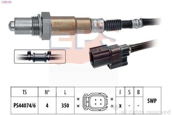 EPS 1.998.152: Lambda andur koos kinnitusmaterjaliga, Made in Italy - OE Equivalent