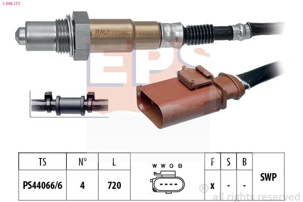 EPS 1.998.177: Lambda andur koos kinnitusmaterjaliga, Made in Italy - OE Equivalent