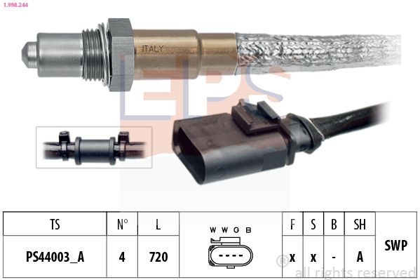EPS 1.998.244: Lambda andur koos kinnitusmaterjaliga, Made in Italy - OE Equivalent