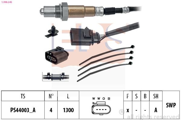 EPS 1.998.245: Lambda andur koos kinnitusmaterjaliga, Made in Italy - OE Equivalent
