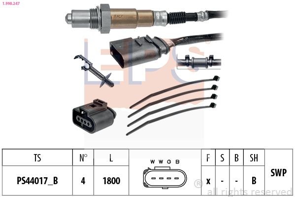 EPS 1.998.247: Lambda andur koos kinnitusmaterjaliga, Made in Italy - OE Equivalent