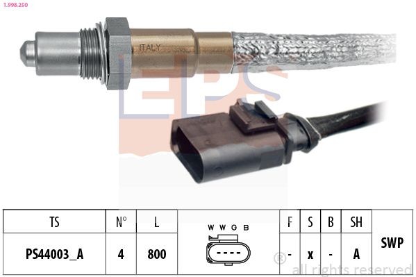 EPS 1.998.250: Lambda andur Made in Italy - OE Equivalent