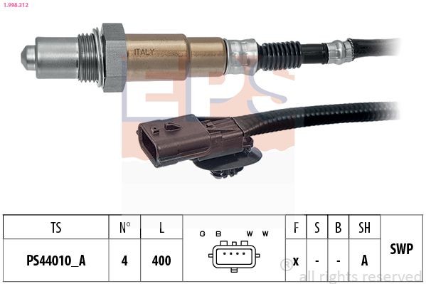 EPS 1.998.312: Lambda andur koos kinnitusmaterjaliga, Made in Italy - OE Equivalent