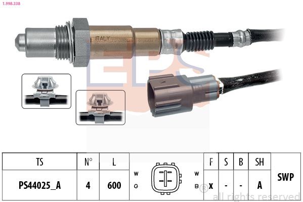 EPS 1.998.338: Lambda andur koos kinnitusmaterjaliga, Made in Italy - OE Equivalent