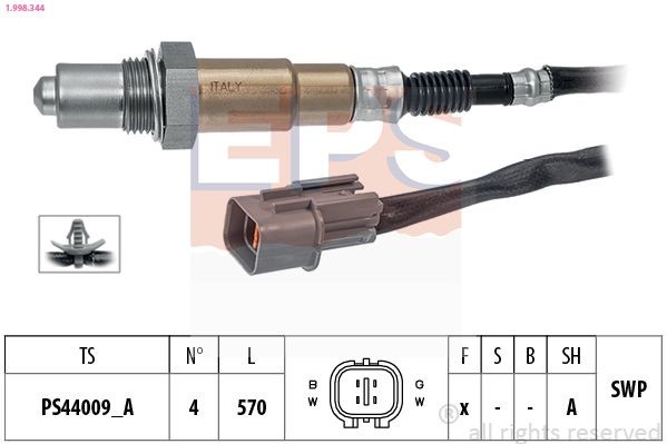 EPS 1.998.344: Lambda andur koos kinnitusmaterjaliga, Made in Italy - OE Equivalent