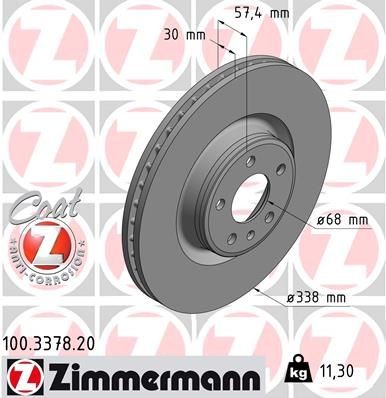 ZIMMERMANN 100.3378.20: Piduriketas Ø: 338mm, sisemine õhutus, Ø: 338mm, kaetud COAT Z