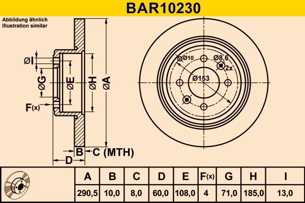 Barum BAR10230: Piduriketas Ø: 290,5mm, täis, Ø: 290,5mm