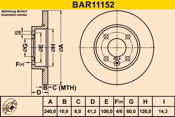 Barum BAR11152: Piduriketas Ø: 240mm, täis, Ø: 240mm