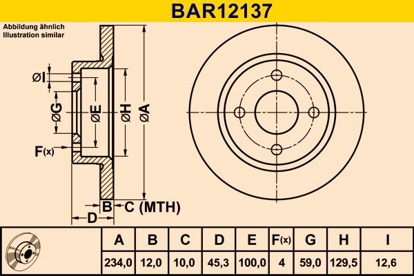 Barum BAR12137: Piduriketas Ø: 234,0mm, täis, Ø: 234,0mm