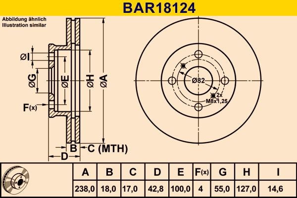 Barum BAR18124: Piduriketas Ø: 238mm, õhutusega, Ø: 238mm