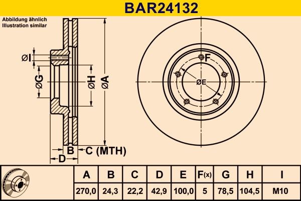 Barum BAR24132: Jarrulevy Ø: 270,0mm, Tuuletettu, Ø: 270,0mm