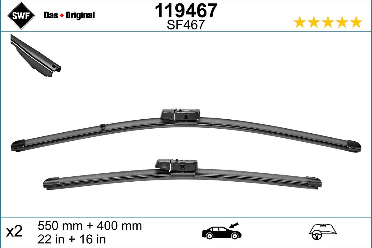 SWF 119467: Stikla tīrītāja slotiņa priekšā, 550mm VisioFlex