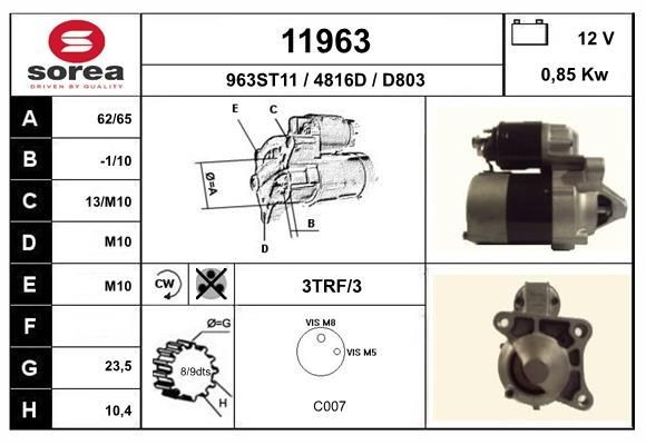 EAI 11963: Anlasser 0,85kW