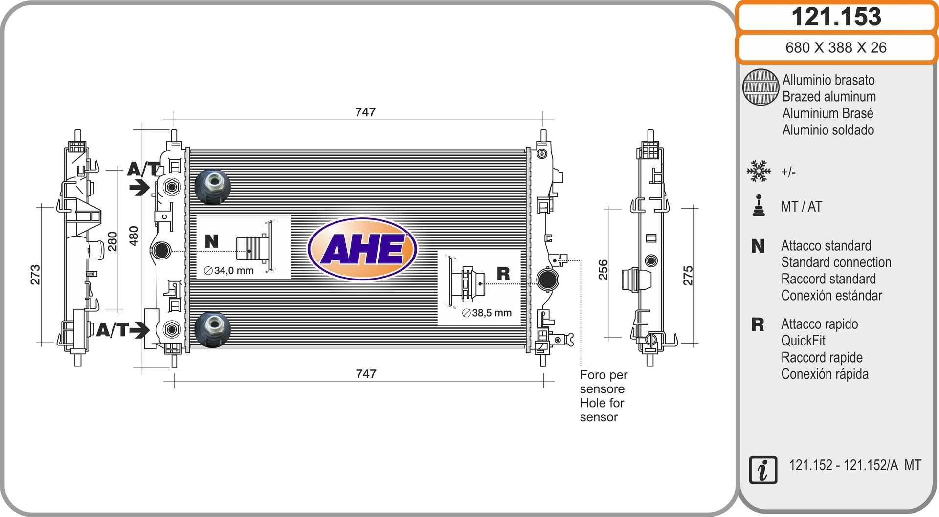 AHE 121.153: Radiatore motore