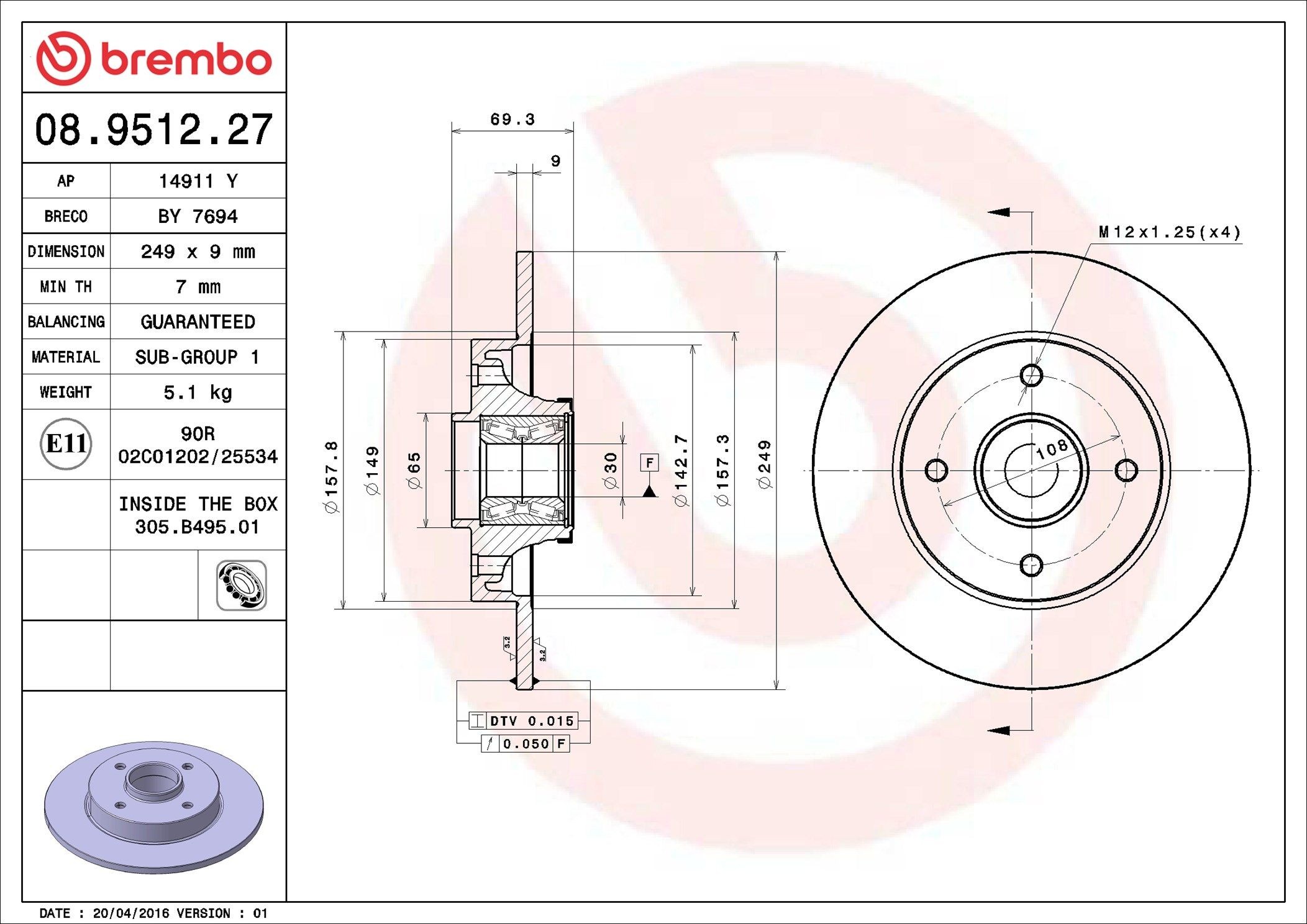 AP 14911 Y: Piduriketas BEARING DISC LINE Ø: 249mm, täis, Ø: 249mm, koos rattalaagri komplektiga, koos ABS-andurirõngaga